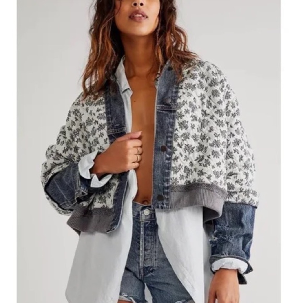 Free people Ditsy Denim Jacket XS